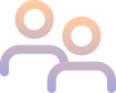 Icon showing two stylized human figures, representing people or community