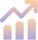 Icon of a bar graph with an upward-trending arrow, symbolizing growth and metrics